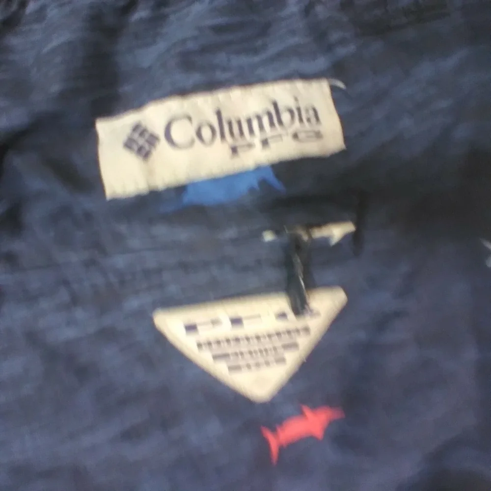 Columbia PFG swim shorts mens XL  blue fishing Hybrid pockets fishing FLAWED